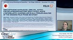 Obecabtagene Autoleucel (obe-cel, AUTO1) for Relapsed/Refractory Adult B-Cell Acute Lymphoblastic Leukemia (R/R B-ALL): Pooled Analysis of the Ongoing FELIX Phase Ib/II Study