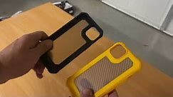 iPhone 13 Case, Military Grade Shockproof Hard Carbon Fiber Back Soft TPU Bumper Frame Anti Scratch,