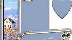 Telaso iPhone 11 Case, iPhone 11 Phone Case with Separate Love Heart Shape Kickstand Holder Soft TPU Plating Bumper Protective Slim Shockproof iPhone 11 Phone Case Cover for Girls Women, Grey