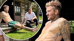 'You're welcome!' Victoria Beckham shares a shot of shirtless David as he enjoys the Bank Holiday weekend at Guy Ritchie's '£50k barbecue tent'