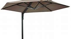 Outsunny Wall-Mounted Parasol w/ Hand to Push System - Khaki