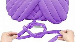 Super Soft Velvet Bulky Tube Yarn for Hand Knitting Blanket for Braided Knot, Giant Arm Knitting Yarn for Knitting Throw Rugs Pillow(Violet 2.2lb)