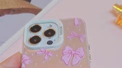 Jusy Coquette Bow Phone Case for iPhone 13, Cute Pink Ribbon Bow Aesthetic Case for Women Girls - Pink
