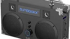 Bumpboxx Bluetooth Boombox Ultra Black | Retro Boombox with Bluetooth Speaker | Includes Rechargeable Lithium Battery, Carrying Strap & Remote | Small & Light Weight Makes it Easy to Carry