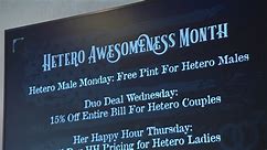 Bar promotes 'Heterosexual Awesomeness Month' in response to Pride