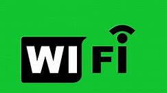 video animation icon wifi logo with wave frequencies moving, designed in black and white. On a green chroma key background