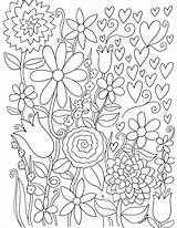Coloring Book Pages Adults Grown Ups Adult Colouring Printable Stress Colour Craftsy Activity Downloadable Fanciful Florals Kids Paint sketch template