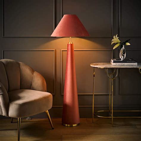 17 Stories Heido Conical Pink Velvet Midi Floor Lamp | Wayfair.co.uk
