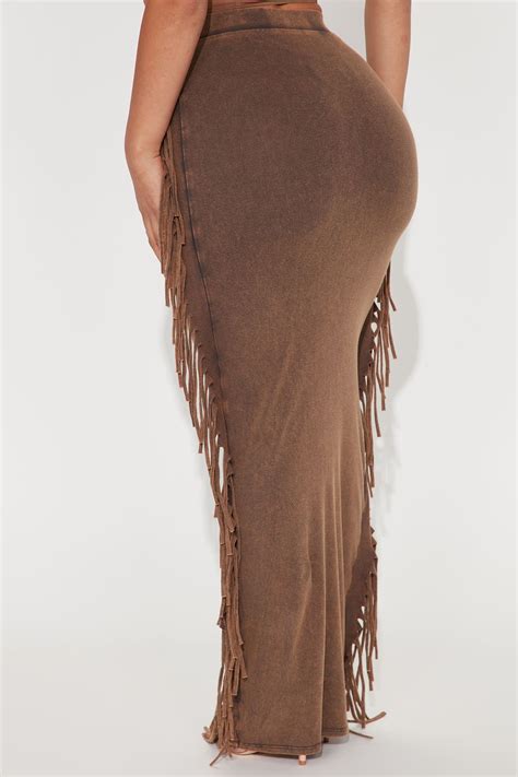 Sahara Mineral Wash Maxi Skirt - Brown | Fashion Nova