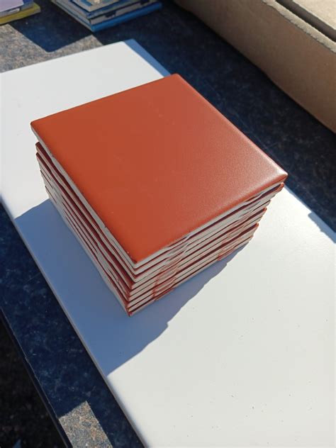 10 Tiles Mid Century Modern..Matte Orange Ceramic Subway Tile..4.25" x ...