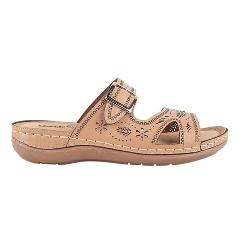 Sandalia de mujer, plana, perforada, casual, acabado napa, color nude, mod. 1284992