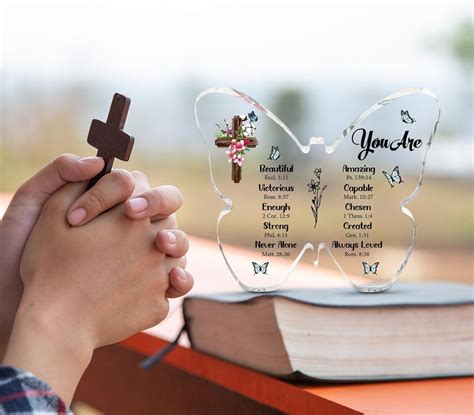 Christian Gifts for Women Acrylic Butterfly Plaque Religious Decor