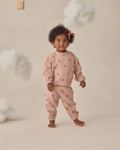 Quincy Mae - Waffle Sweater Set - Pink Daisy