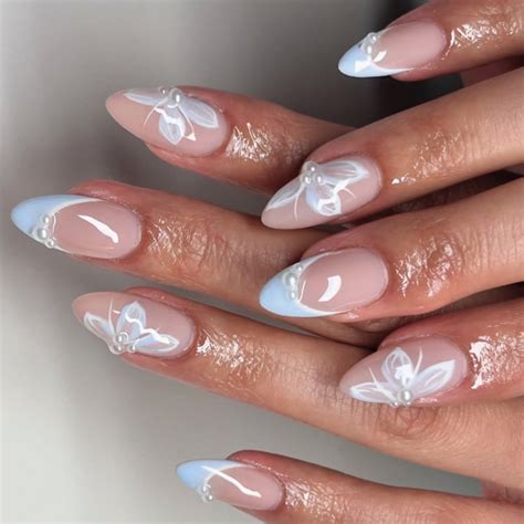 Almond Glossy Fake Nails on Nails in 12Sizes,24 Pcs French Nails Tips ...