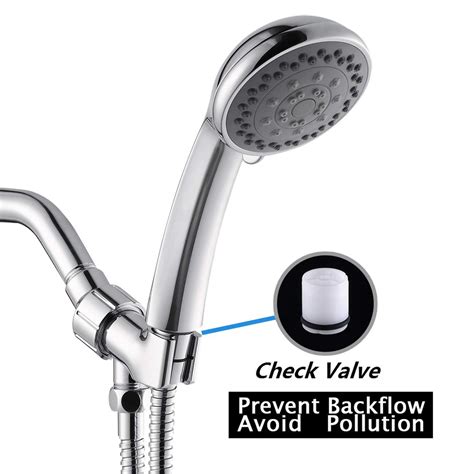 High Pressure Shower Head 5 Settings Handheld Showerheads With 60 inch Stainless Steel Hose Adjustab