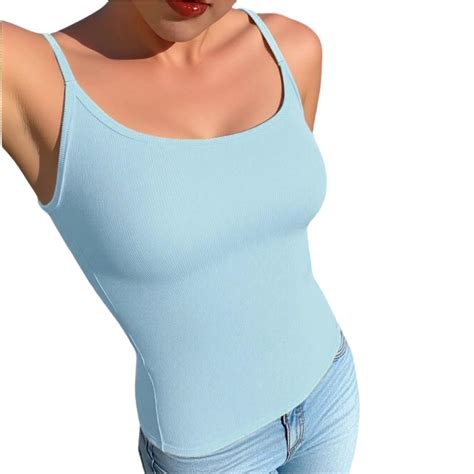BUIGTTKLOP Tank Tops for Women Square Neck Spaghetti Strap Camisole ...