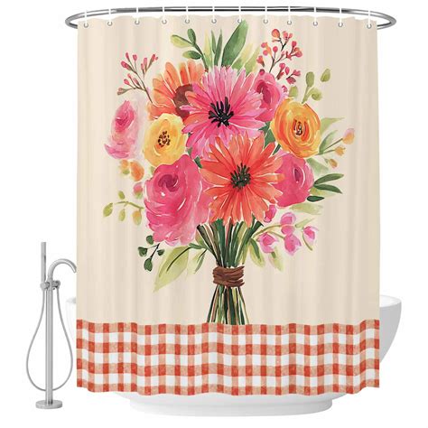 54x78 Inch Shower Curtain Decorative Spring Flowers Bathtub Bath Curtains Fabric Waterproof ...
