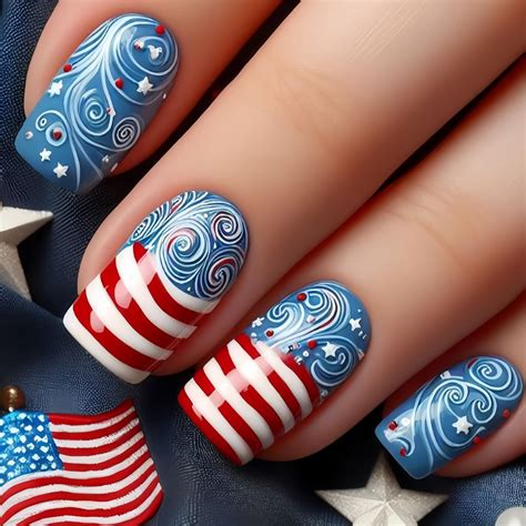 Amazon.com: Square Independence Day Press on Nails Medium 4th of July ...