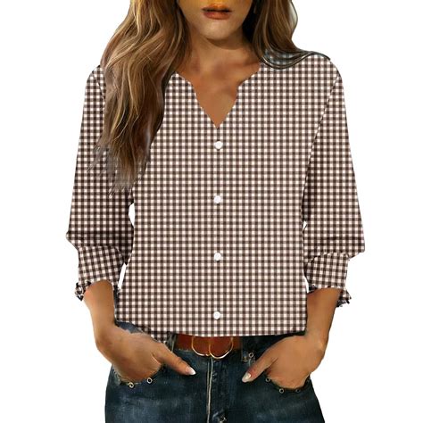 Women's Tops, Tees & Blouses Petite,Button Down Shirts for Women 3/4 ...