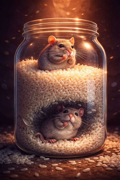 Une souris tombe dans un pot de riz. Elle n’est pas coincée. Le bord est proche. Elle pourrait ...