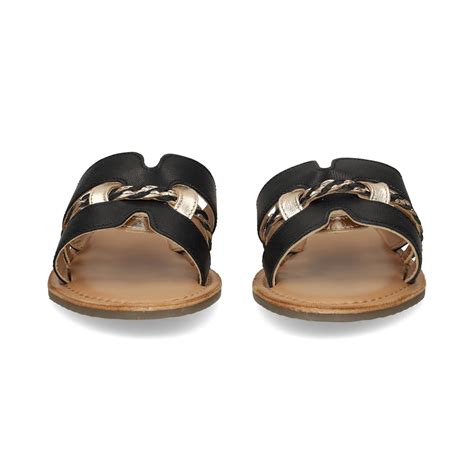 TWEST Women's Flat sandals A-3951 BLACK-PLAT-PL