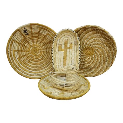 Rare Lot Vintage Papago Tohono O'Odham Naitive American Indian Woven Baskets | Chairish