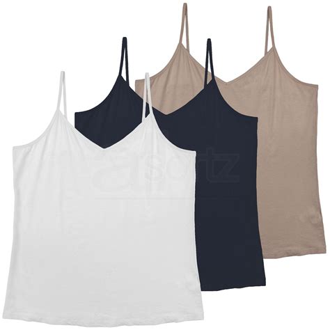 New Ladies Cami Vest Tops Pack of 3 Plus Size Cotton Rich ex M S Large New Uk Si | eBay UK