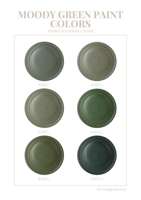 PAINT COLOR PALETTE: Moody Greens, Benjamin Moore - Etsy | Paint color ...