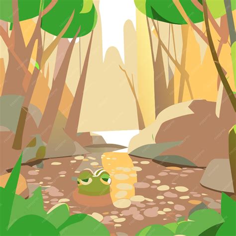 Premium Vector | Super wide shot of the forest of freddy the frog ...