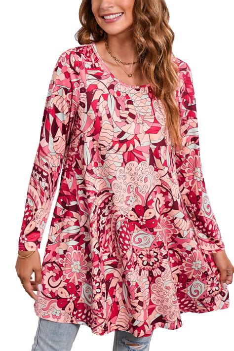 Fantaslook Womens Plus Size Tops Casual Long Sleeve Shirts Dressy Tunic ...