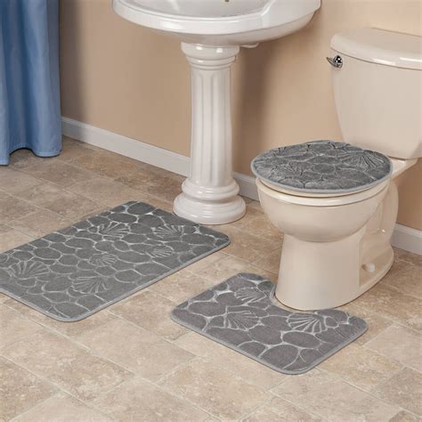 3-Pc. Shell-Embossed Memory Foam Bathroom Mat Set - Walter Drake