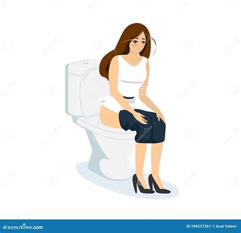 Woman And Pooping With Smartphone. Husband Waits For Wife To Come Out ...