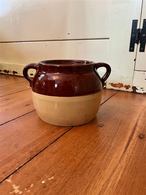 Antique Ceramic Bean Pot - Etsy