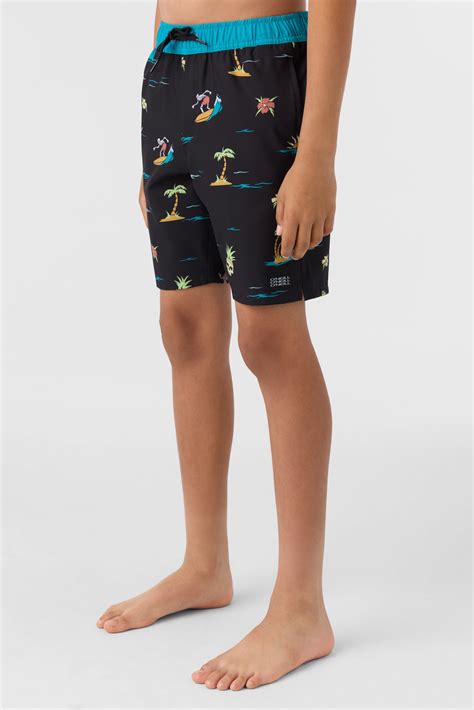 Boy's Hermosa Elastic Waist 16" Swim Trunks Trunks - Black 4 | O'Neill