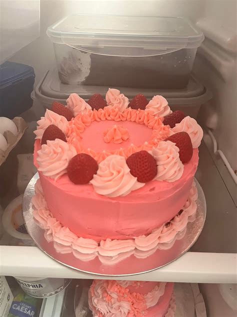 Baked for my daughter’s 4th birthday. Pink and strawberry themed birthday. First time in a long ...