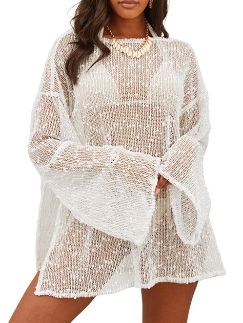 Lilosy Sexy Crochet Sheer Kaftan Caftan Beach Dress Bathing Suit Swim ...