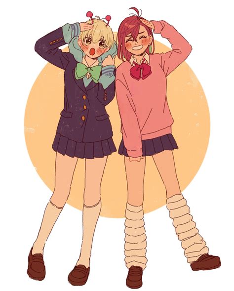 Safebooru - 2girls alien antennae aqua bow aqua bowtie ayase momo ...