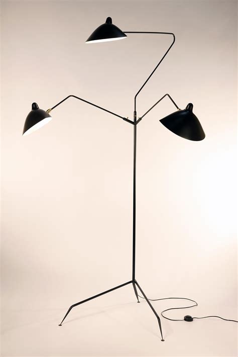 Serge Mouille - Three Arm Floor Lamp in Black - IN STOCK! For Sale at ...