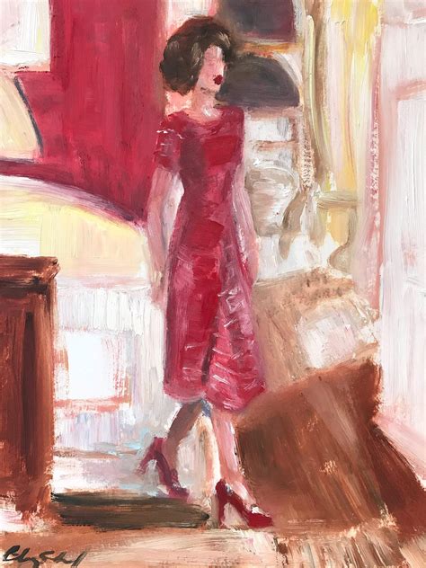 Cindy Shaoul - "Vanessa Kirby" The Crown Vogue Haute Couture Colorful Oil Painting on Paper For ...