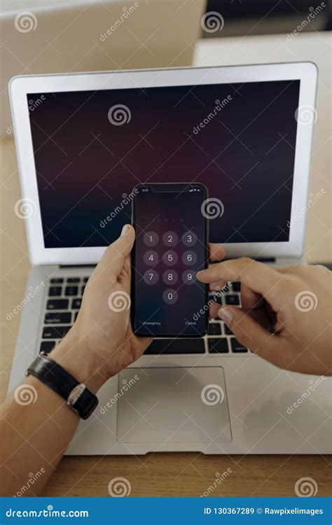 Closeup of a Man Unlocking a Mobile Phone Stock Image - Image of empty ...