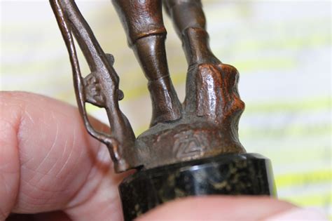 ANTIQUE 19C F.J. FLAND SIGNED BRONZE OF A NUDE BOY SCULPTOR ON A MARBLE ...