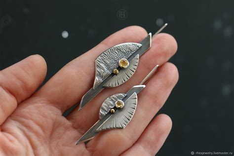Асимметричные космические серьги с натуральным цитрином – купить на ...