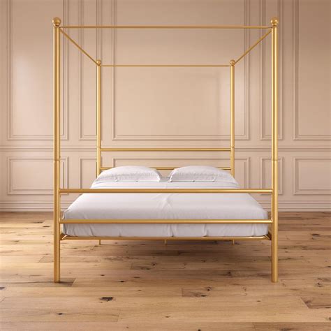 Gold Metal Canopy Bed Frame Queen at Tayla Hunter blog