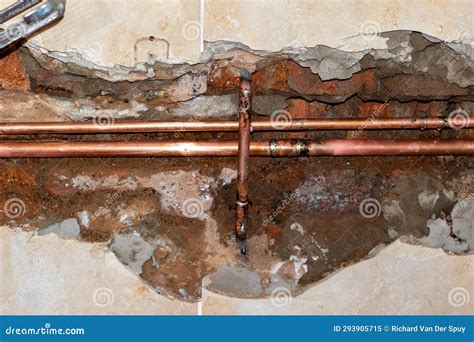 Water Pipe Burst Damage in a Bathroom Stock Image - Image of damage ...