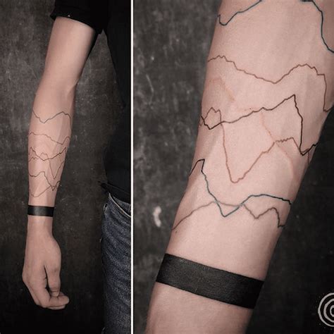 Line Tattoos Around Arm