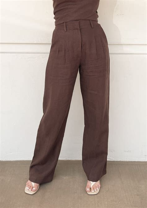 Annie Pant - Chocolate | High waisted linen pants, Linen pants, Pants