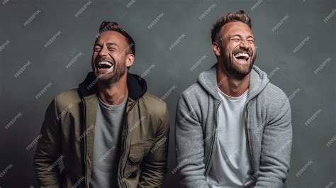 Premium Photo | Two men having fun isolated over grey wall