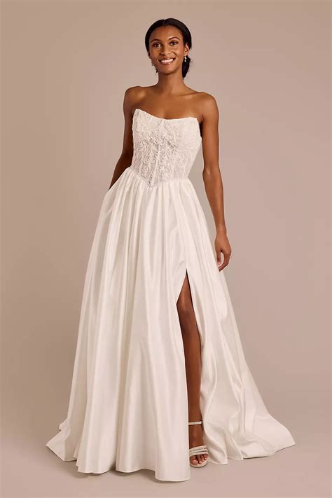 Beaded Bodice Basque Waist Strapless Ball Gown | David's Bridal