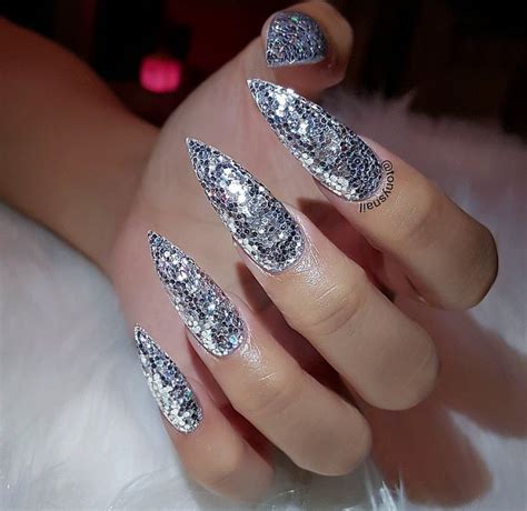 Silver Glitter Nail Tips at Marilyn Coulter blog