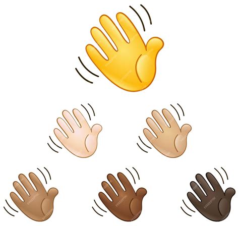 Waving Hand Sign Emoji Set of Various Skin Tones | Premium AI-generated ...